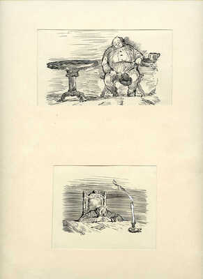 Дубинский Давид Александрович. Лот из двух иллюстраций к рассказам М. Твена, закрепленных на одном паспарту 